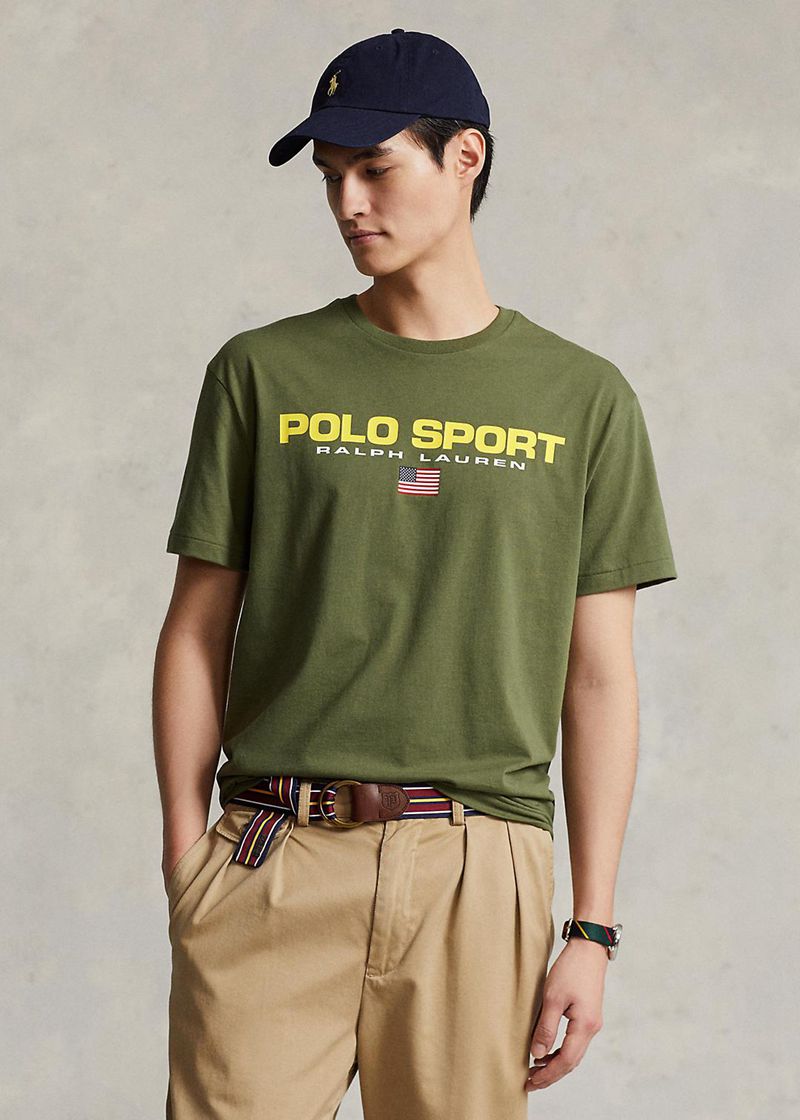 Camiseta Polo Ralph Lauren Hombre Classic Fit Polo Sport Jersey Chile Verde Oliva UYNKJ-0817